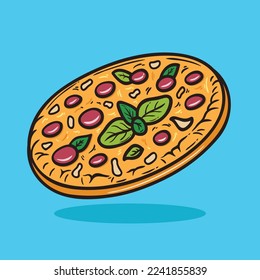 Italian Pan Pizza Vector Illustration