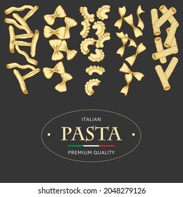 Italian pasta banner design template. Hand drawn sketch style traditional Italian cuisine ingredients. Best for packaging , flyers and menu design. Vector illustrations.
