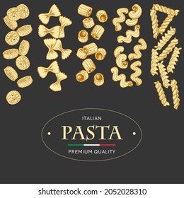 Italian pasta banner design template. Hand drawn sketch style traditional Italian cuisine ingredients. Best for packaging , flyers and menu design. Vector illustrations.