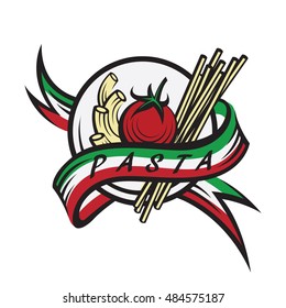 italian pasta banner with ribbon