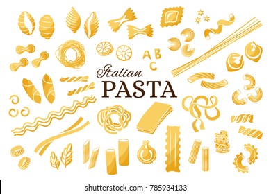 Italian pasta collection. Vector isolated decorative elements for menu or package design.