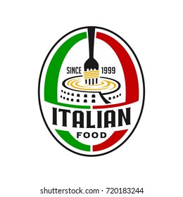 Italian Pasta Combination Colosseum Logo Template