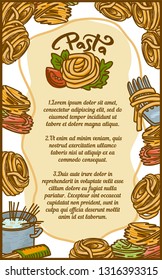 Italian pasta concept banner. Hand drawn illustration of italian pasta vector concept banner for web design