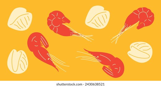Italian pasta. Cooking ingredients set. Vector illustration. Cooking Italian snacks. Hand drawing.