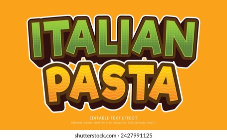 italian pasta editable 3d text effect template bold typography and abstract style, food logo and fast food brand