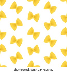 Italian pasta farfalle. Seamless vector pattern on white background