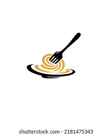 Italian pasta with fork silhouette.