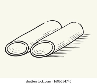 Italian pasta.  Hand drawn vector illustration.