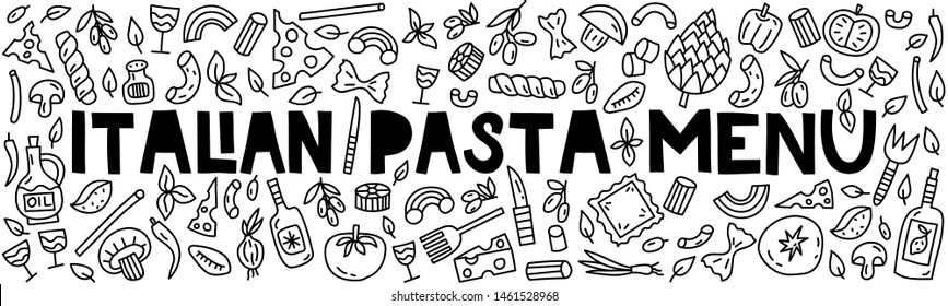 Italian pasta menu. Horizontal banner - Shutterstock ID 1461528968