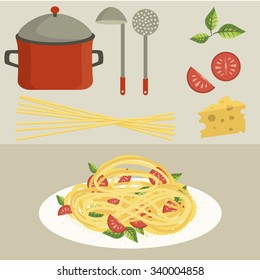 Italian pasta. Objects set
