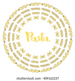 Italian Pasta pattern vector sketches. Hand drawn Vector illustration. Set of elements for design.