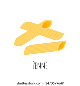 Italian pasta Penne vector illustration isolated on white background.