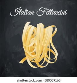 Italian pasta. Realistic fettuccine pasta. Vector illustration