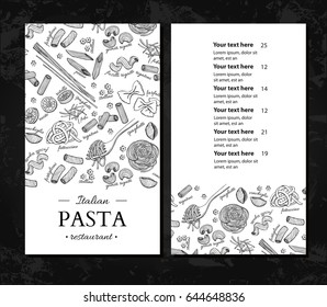 Italian pasta restaurant vector menu. Hand drawn engraved banner. Great for banner, flyer, card, business promote, template, brochure