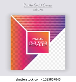  Italian Pasta sale web social media banner design. Anyone can use This Design Easily.Promotional square web banner for social media. Elegant sale and discount promo - Vector.
