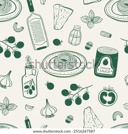 Italian pasta seamless pattern. Vector illustration