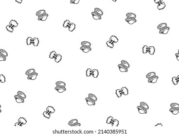 Italian pasta seamless vector pattern. Doodle food. Different sorts of pasta . Farfalle. 