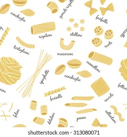 Italian pasta set seamless pattern