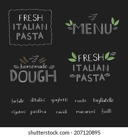 Italian pasta set with text 
