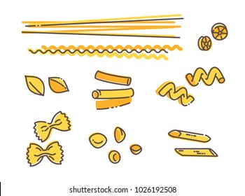 Italian pasta set, vector linear icons isolated on white background