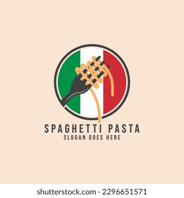 Italienische Pasta Shop Logo Design Inspiration, Spaghetti Pasta Noodle Vektorgrafik-Abzeichen Symbol Vorlage