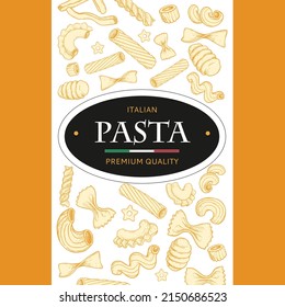 Italian pasta template with sketch style drawings. Hand drawn banner. Great for menu, banner, flyer, card, business promote. Vector illustration