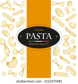 Italian pasta template with sketch style drawings. Hand drawn banner. Great for menu, banner, flyer, card, business promote. Vector illustration