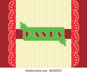 italian pasta and tomato on red background
