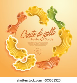 Italian Pasta Types : Creste di Galli  : Vector Illustration 