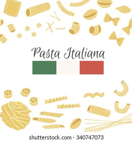 Italian Pasta  vector concept. Isolated Pasta, can be used in restaurant menu, cooking books and organic farm labels.