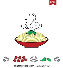 Italian Pasta Vector Icon or logo Isolated on White. Stylized Spaghetti or Noodle Template for Internet, Design, Decoration