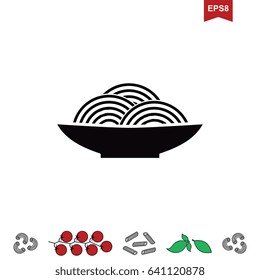 Italian Pasta Vector Icon or logo Isolated on White. Stylized Spaghetti or Noodle Template for Internet, Design, Decoration