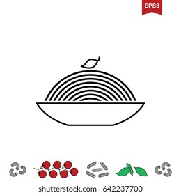 Italian Pasta Vector Icon or logo Isolated on White. Stylized Spaghetti or Noodle Template for Internet, Design, Decoration