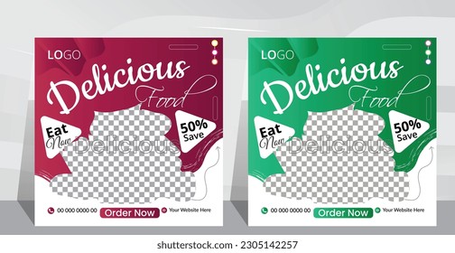 Italian pasta,pizza,burger, square banner for restaurant or cafe. Food social media banner Templet. Food culinary Promotion template social mediea design.Food promotion social mediea post template. 