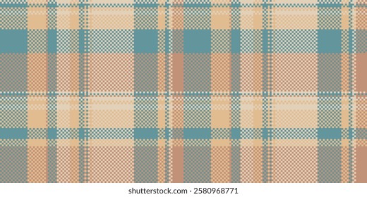 Italian pattern seamless textile, chinese new year tartan texture fabric. Free check plaid vector background in orange and cyan colors palette.