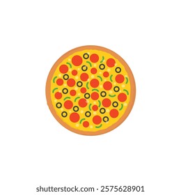 Italian pepperoni pizza with veggies vector icon