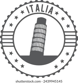 Italian pisa tower postmark. Round label. Travel sticker