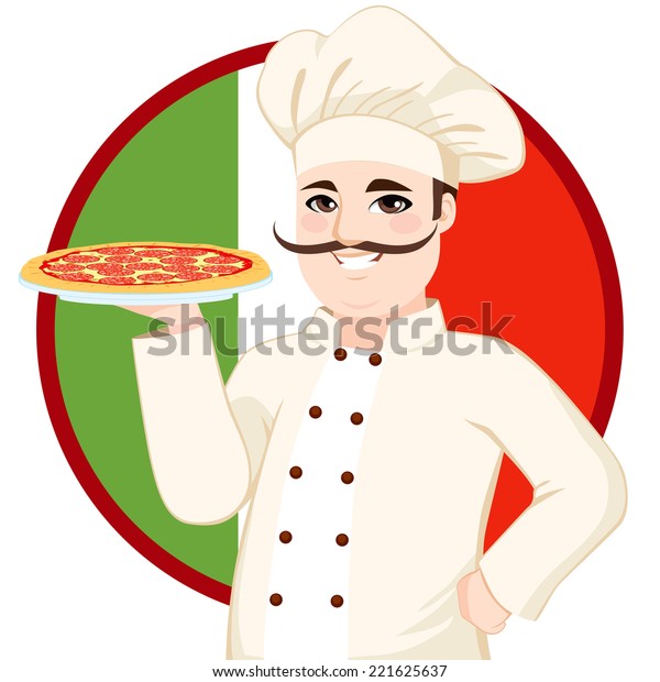 Italian Pizza Chef Funny Big Mustache Stock Vector (royalty Free 