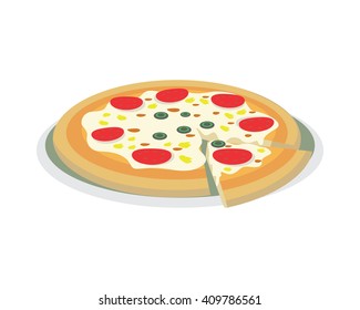 italian pizza culinary food dish cuisine image vector