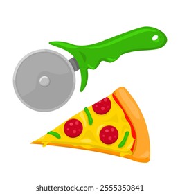 Italian Pizza Cutter Utensil with Plastic Handle Kitchen Equipment Slicing Pepperoni Cartoon Color