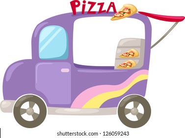  Italian pizza delivery car . Vector illustration  on white background