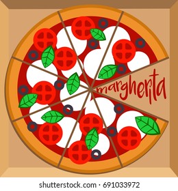 Italian pizza design template. Vector illustration. Margarita