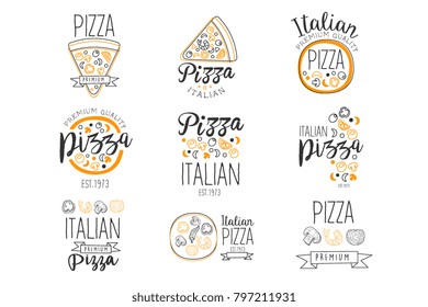 Italian Pizza Fast Food Promo Labels Collection