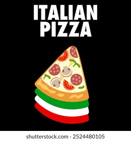 italian pizza with italian flag on background Vector