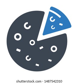 Italian pizza flat vector icon