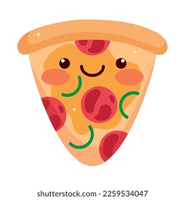 carácter kawaii de pizza italiana