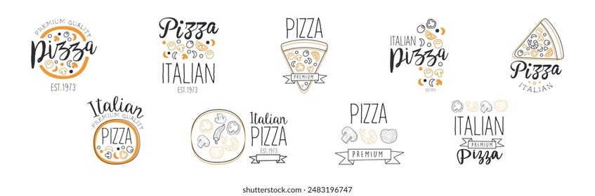 Italian Pizza Food Restaurant Menu Logo and Label Vector Set