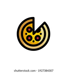 Italian Pizza Foods Icon Logo Vector Illustration. Outline Style.
