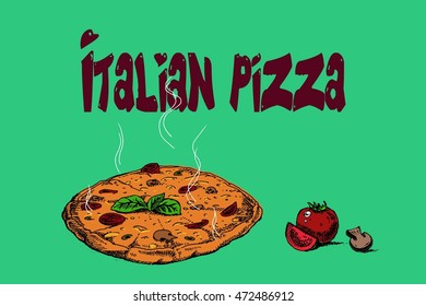 Italian Pizza. Hand drawn vector stock illustration.