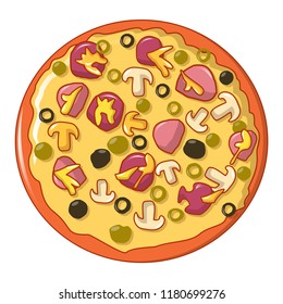 Italian pizza icon. Cartoon of italian pizza vector icon for web design isolated on white background